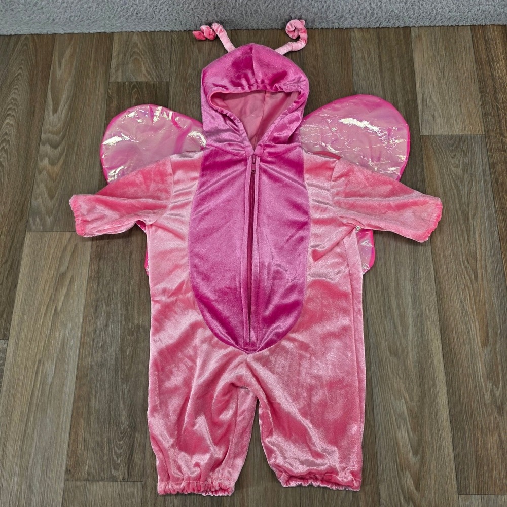 Vintage‎ Miniwear Pink Butterfly Costume Jumpsuit Hooded Wings Baby 0/3 Months